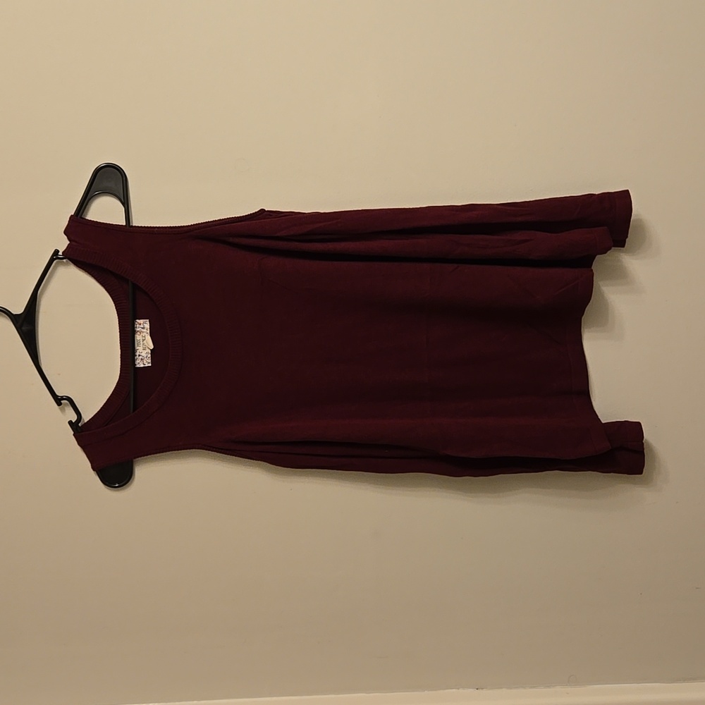 Burgundy Pink Republic Sweater with Cutout Shoulders with Braded Sleeve.